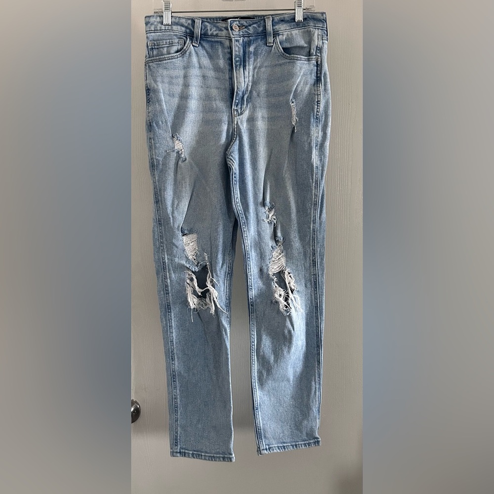 Hollister Light Blue Ripped Ankle Jeans